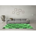 thumbnail image 3 of Ahgly Company Indoor Rectangle Checkered Emerald Green Modern Area Rugs, 7' x 9', 3 of 4