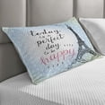 thumbnail image 2 of Eiffel Tower Quilted Pillowcover, Perfect Day Eiffel Tower Polka Dot Handwriting Typography Sketch Paris Print, Standard King Size Accent Pillow Cover for Bedroom, 36" x 20", Blue Black, by Ambesonne, 2 of 2