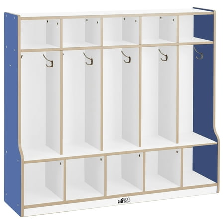 Colorful Essentials 5 Section Coat Locker With Bench White Blue