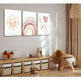 thumbnail image 3 of 3 Pcs Nursery Canvas Wall Art Pink Sun Rainbow Hearts Posters Prints Boho Kids Room Pictures Wall Decor for Toddlers Children Baby Girl Bedroom Home Decoration, 3 of 5