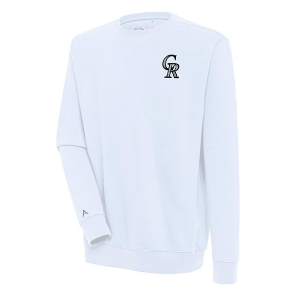 Men's Antigua  White Colorado Rockies Victory Pullover Sweatshirt