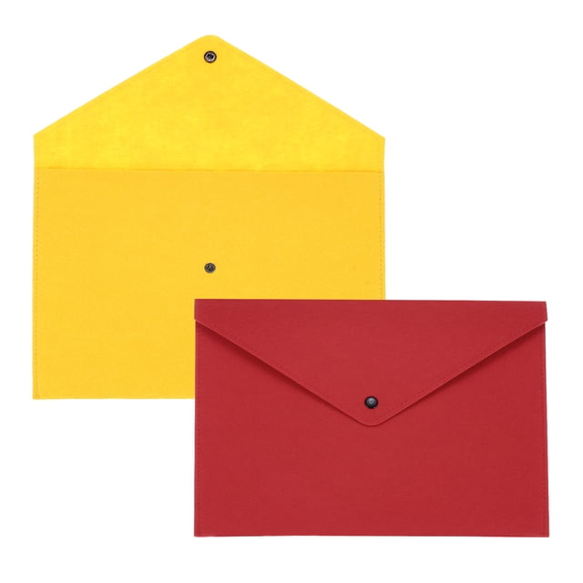 2 Piezas de Carpetas de Fieltro, Carpeta de Sobre A4 Bolsa de Almacenamiento de Documentos con Cierre de Botón (Rojo/Amarillo)