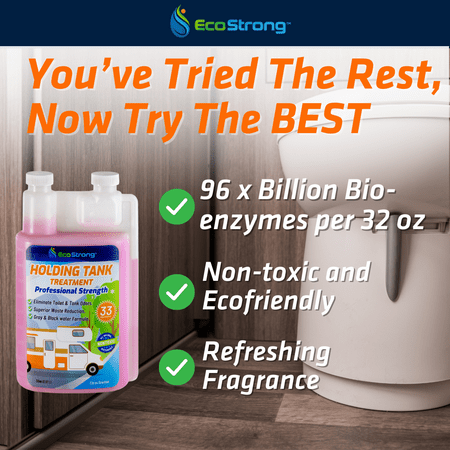 EcoStrong's RV Toilet Holding Tank Treatment: Waste Digesting Bacteria and Enzymes (33 oz Citrus)