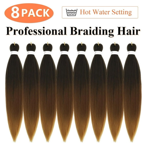 WEIF-Braiding Hair 24 Inch, 8 Packs, Pre Stretched, Long, Soft Yaki Texture, Human Hair, Straight, Sew-In, 24 Inch (Pack of 8), 1B/30/27