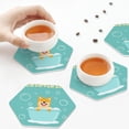 thumbnail image 3 of KLL Drink Coasters Set Hexagon of 4,PU Leather Absorbent Coasters Set Decorative Coffee Cup Coasters Housewarming Gift for Home Decor-Dogs Loves Bath, 3 of 5
