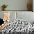 thumbnail image 3 of Manly Soft Flannel Fleece Throw Blanket, Greyscale Pattern with Rider Skulls Bone Bikers Repair Shops Services Art, Cozy Plush for Indoor and Outdoor Use, 70" x 90", Charcoal Grey White, by Ambesonne, 3 of 5