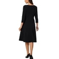 thumbnail image 3 of INSPIRE CHIC Women's A-Line Dress Half Sleeve Button Decor Square Neck Wear to Workes Black 2XL, 3 of 6