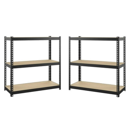 

Home Square 2 Piece Metal Shelving Unit Set with 3 Shelf in Black and Brown
