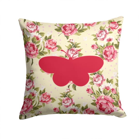 Carolines Treasures Butterfly Shabby Chic Yellow Roses Fabric Decorative Pillow 14Hx14W multicolor