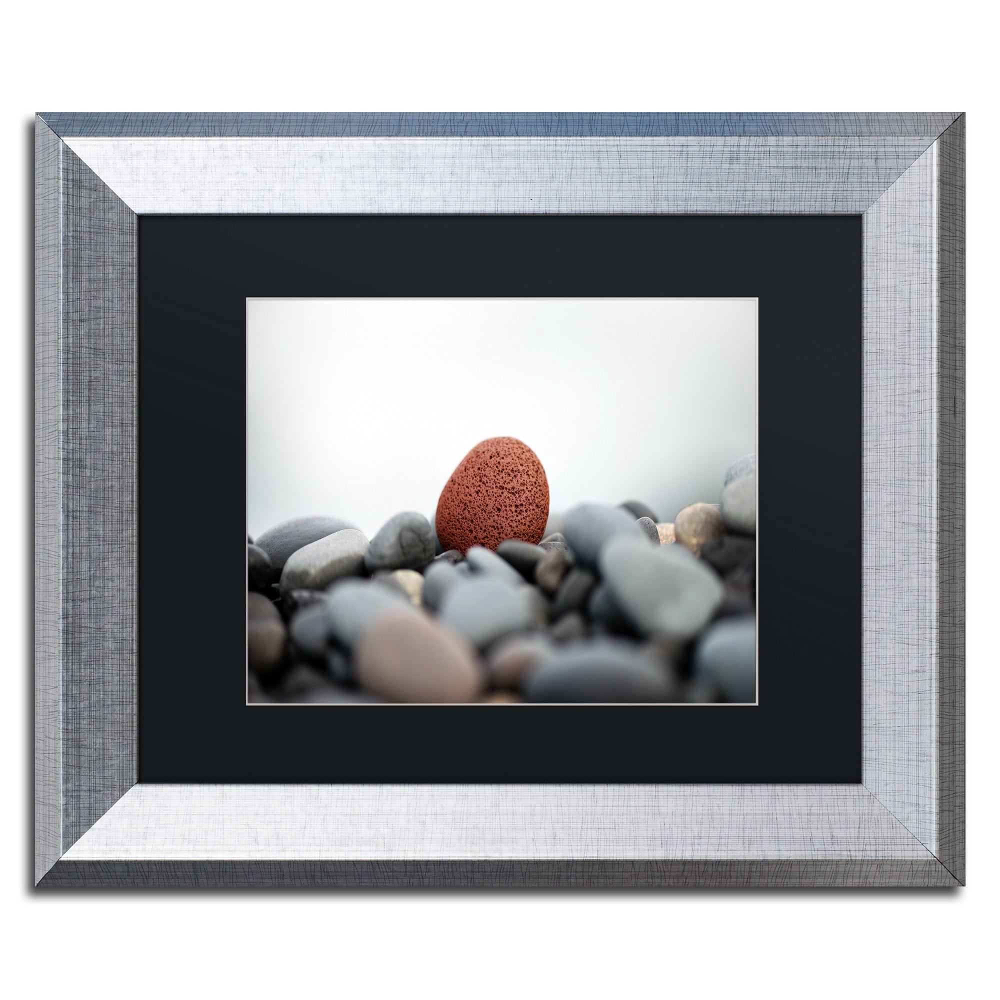 Trademark Fine Art "Red Stone" Canvas Art by Philippe Sainte-Laudy Black Matte, Silver Frame