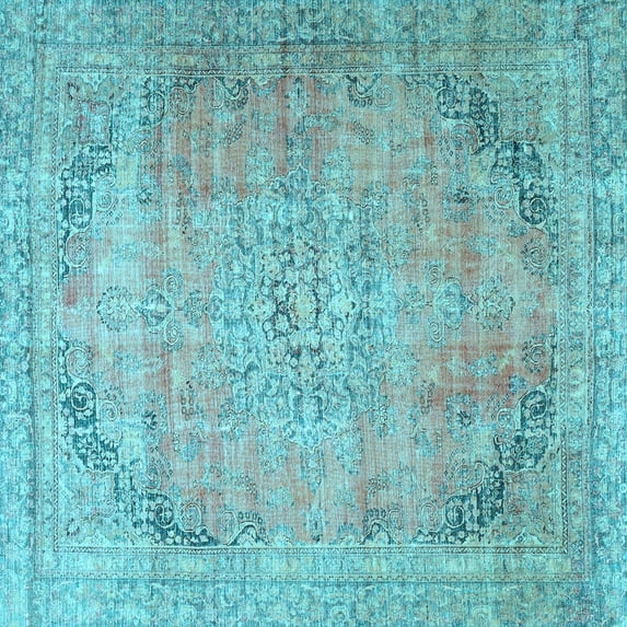 Ahgly Company Indoor Square Persian Light Blue Traditional Area Rugs, 8' Square