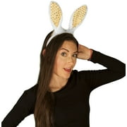 White Easter Bunny Headband w Sequin Ears Costume Accessory