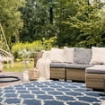 thumbnail image 3 of SAFAVIEH Courtyard Estelle Geometric Indoor/Outdoor Area Rug, Blue/Beige, 4' x 5'7", 3 of 9