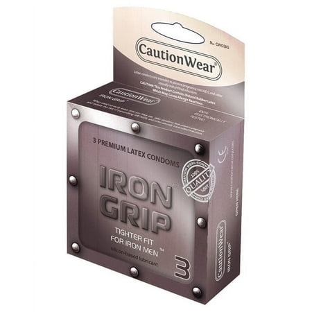 Paradise Marketing Caution Wear Iron Grip Snug Fit - Pack of 3 Lubricated Condom Latex