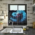 thumbnail image 6 of Blue Patterned Snake Half Window Tier Curtains 24 Inch Blackout Thermal Insulating Kitchen Linen Tier Curtains for Kitchen, Bathroom, Cafe Home Decor, 6 of 7
