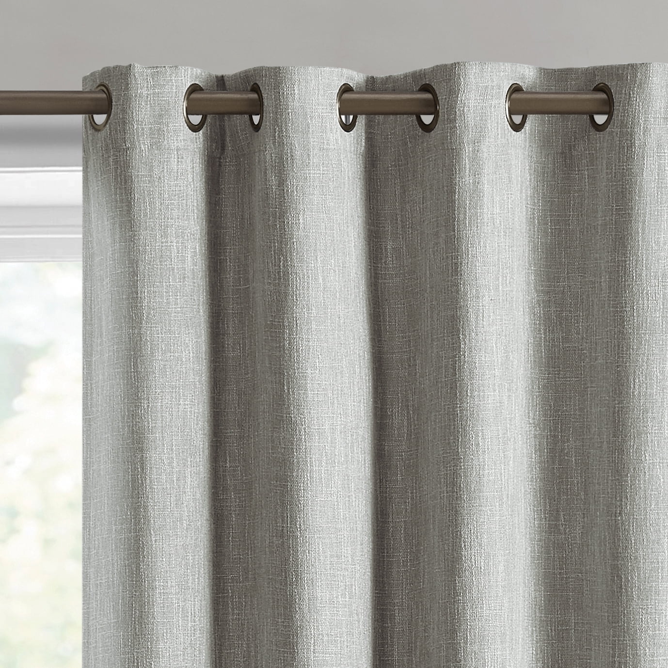 Better Homes & Gardens Solid Woven Textured Grommet Blackout Curtain Panel, 1-Piece, Silver, 50" W x 95" L