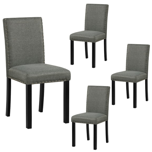 Gymax Wooden Dining Chairs Set of 4 w/Solid Rubber Bent Wood Legs for Dining Room Grey