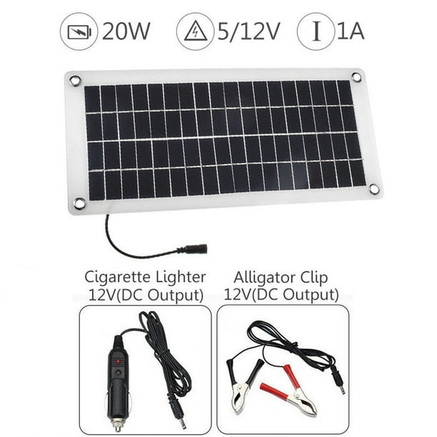 12V Waterproof Solar Battery Trickle Charger & Maintainer - 20 Watts Solar  Panel for Car,Marine,Motorcycle,RV,etc