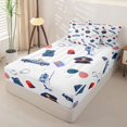 thumbnail image 2 of Manfei Cartoon Police Pattern Zipper Full Size Comforter Sets with Fitted Sheet and 2 Pillowcases,Boys Friendly Theme Zipper Bedding Set,White,Light Gray Reversible,4pcs, 2 of 8