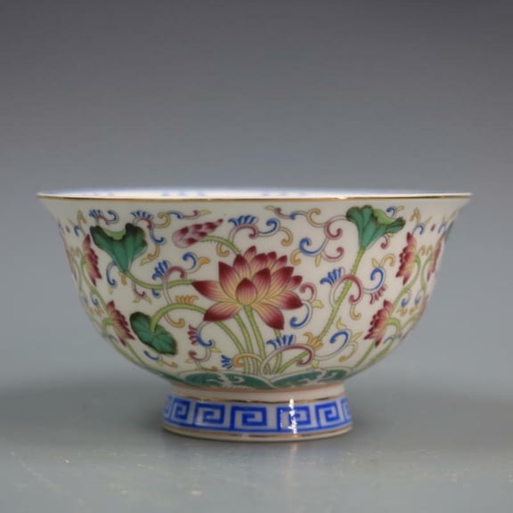 Handcrafted Porcelain Lotus Bowl Floral Enamel Decorative Tableware Collectible Gift