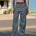 thumbnail image 4 of adaychics Womens Wide Leg Jeans Mid Waist Dot Loose Baggy Vintage Casual Denim Pants Fall Trousers for Dating Travel, 4 of 7
