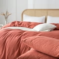 thumbnail image 5 of ZOVAN Duvet Cover Set 100% Washed Cotton Super Soft Breathable Durable (Crimson Red, Twin), 5 of 7