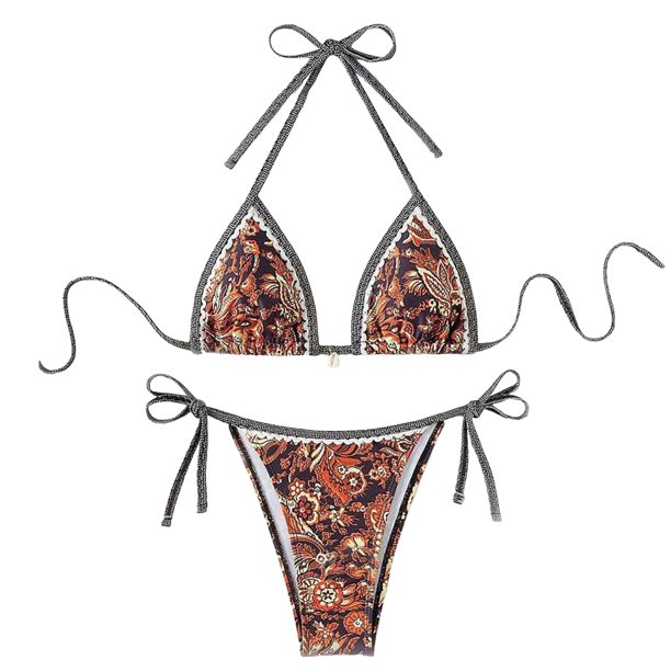 WILLBEST Traje de Baño Mujer 2 Piezas Traje de Baño Con Estampado Floral Para Mujer Conjunto de Bikini de Traje de Baño de Verano de Cachemira