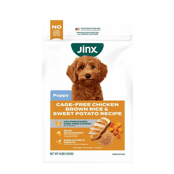 Jinx Puppy Cage-Free Chicken, Brown Rice, & Sweet Potato Dry Dog Food, 4 lb Bag