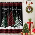 thumbnail image 5 of Shower Curtain 36"W x 72"L Merry Christmas Checkered Xmas Tree Black Red Plaid Fabric Shower Curtains Set with Hooks Water Repellent Bathroom Curtains Machine Washable Bathroom Accessories, 5 of 9