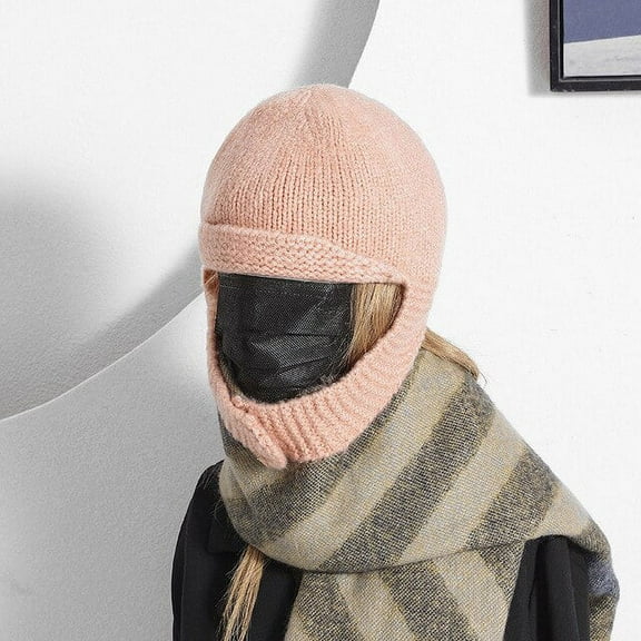 CoCopeaunts Winter Knitted Mohair Ear Hats For Women&Men Warm Beanies Caps Outdoor Ski Balaclava Bib Earflap Bomber Cap Ladies Skullies Hat