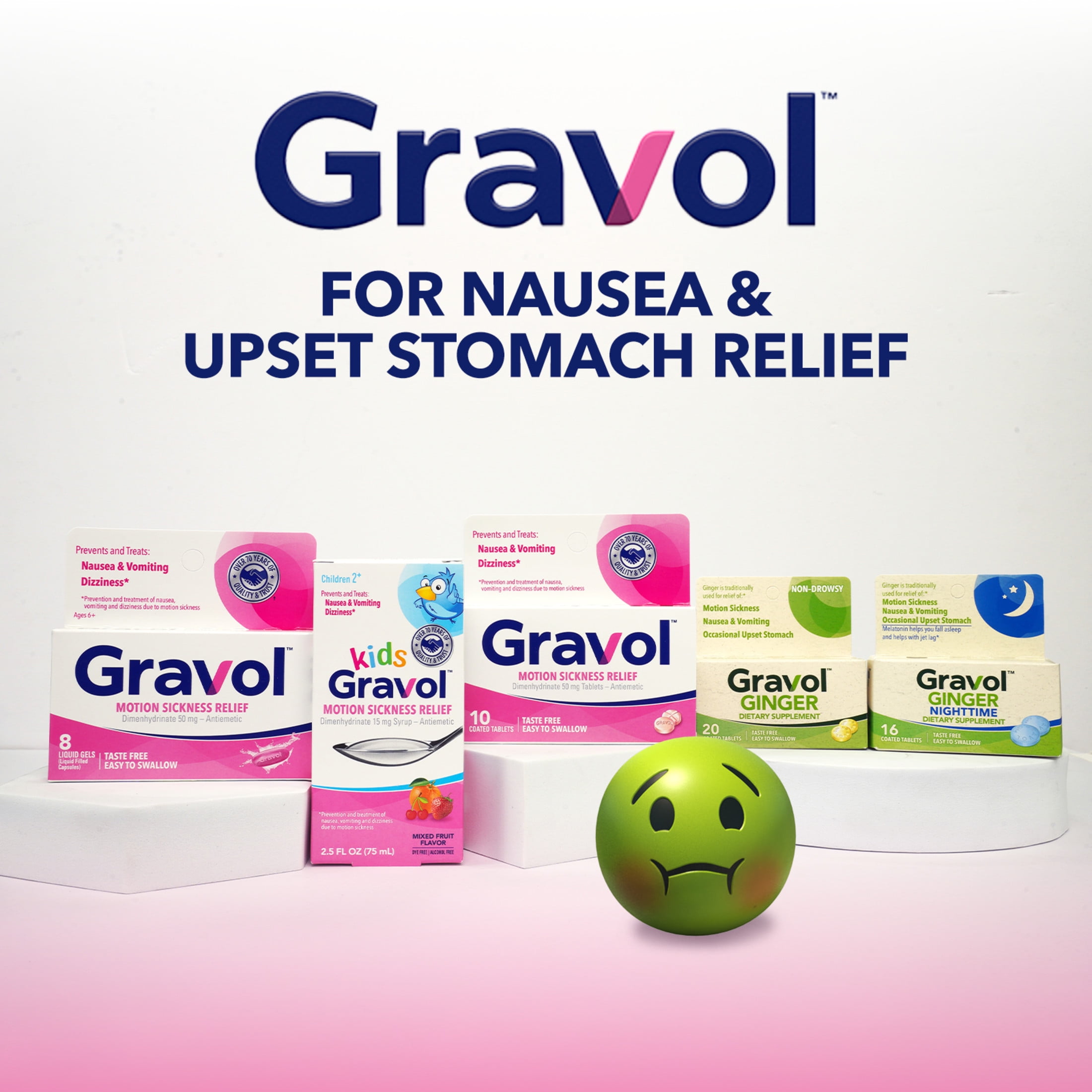 Gravol Kids Dye-Free Dimenhydrinate Liquid for Nausea and Motion Sickness Relief, 2.5 fl oz