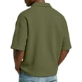 thumbnail image 3 of Mens Polo Shirts Short Sleeve Collared Henley Waffle Shirt Summer Lightweight Golf Shirts Beach T-Shirts Army Green XL, 3 of 5