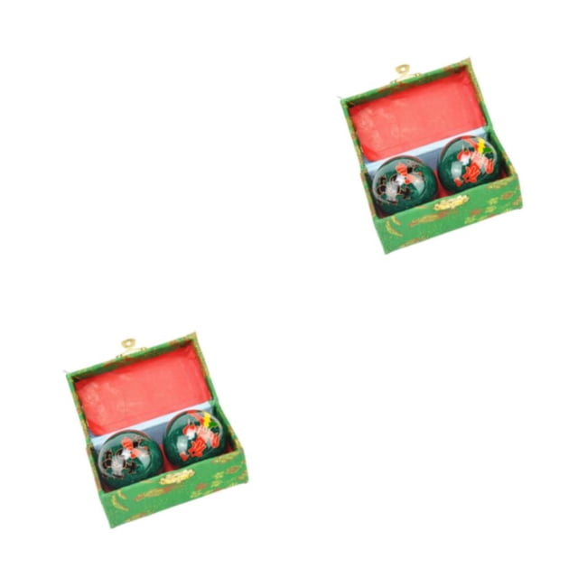 Seitruly 2 unids/set bolas chinas para la salud alivian la fatiga y refrescan la mente bolas chinas Baoding con caja Verde 2Conjunto
