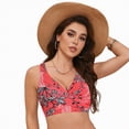 thumbnail image 5 of HCNTES Push Up Bikini Top for Women U Wired Wide Straps Swimsuit Tops Scoop Neck Padded Lace Up Back Bathing Suit Top Only(XL,a68-Red), 5 of 9