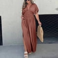 thumbnail image 4 of Women Dresses Summer Slit V Neck Maxi Long Effortless Maxi Long Slit Lightweight Spring Beach Vacation Sundress, 4 of 7