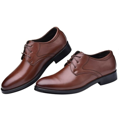 Dakaela Men s Oxford Formal Dress Shoes Business Comfort Classic Lace up Walking Leather Shoes Brown 10.5