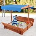 thumbnail image 7 of O'force Wooden Sandbox with Convertible Cover Kids Outdoor Backyard Bench Play Sand Box, 7 of 7