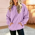 thumbnail image 2 of Womens Oversized Hoodies Pullover Sweatshirts Solid Color Long Sleeve Pullover Sweatshirt Casual Drawstring Hooded Top with Front Kangaroo Pocket, 2 of 6