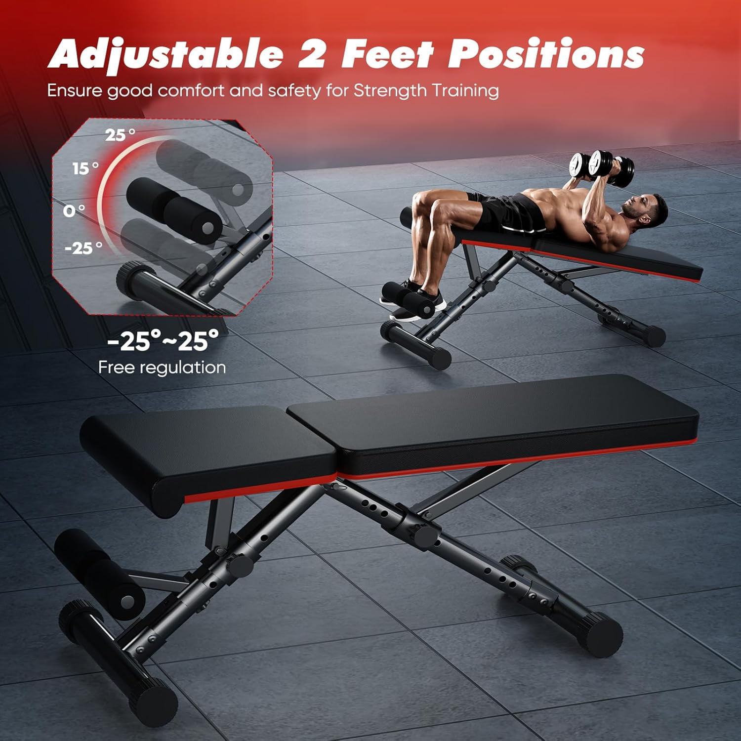 Bigleap Adjustable Weight Bench for Home Gym, 9-Position Incline/Decline, Foldable, 795LBS Capacity Heavy Duty Workout Bench for Full Body Training