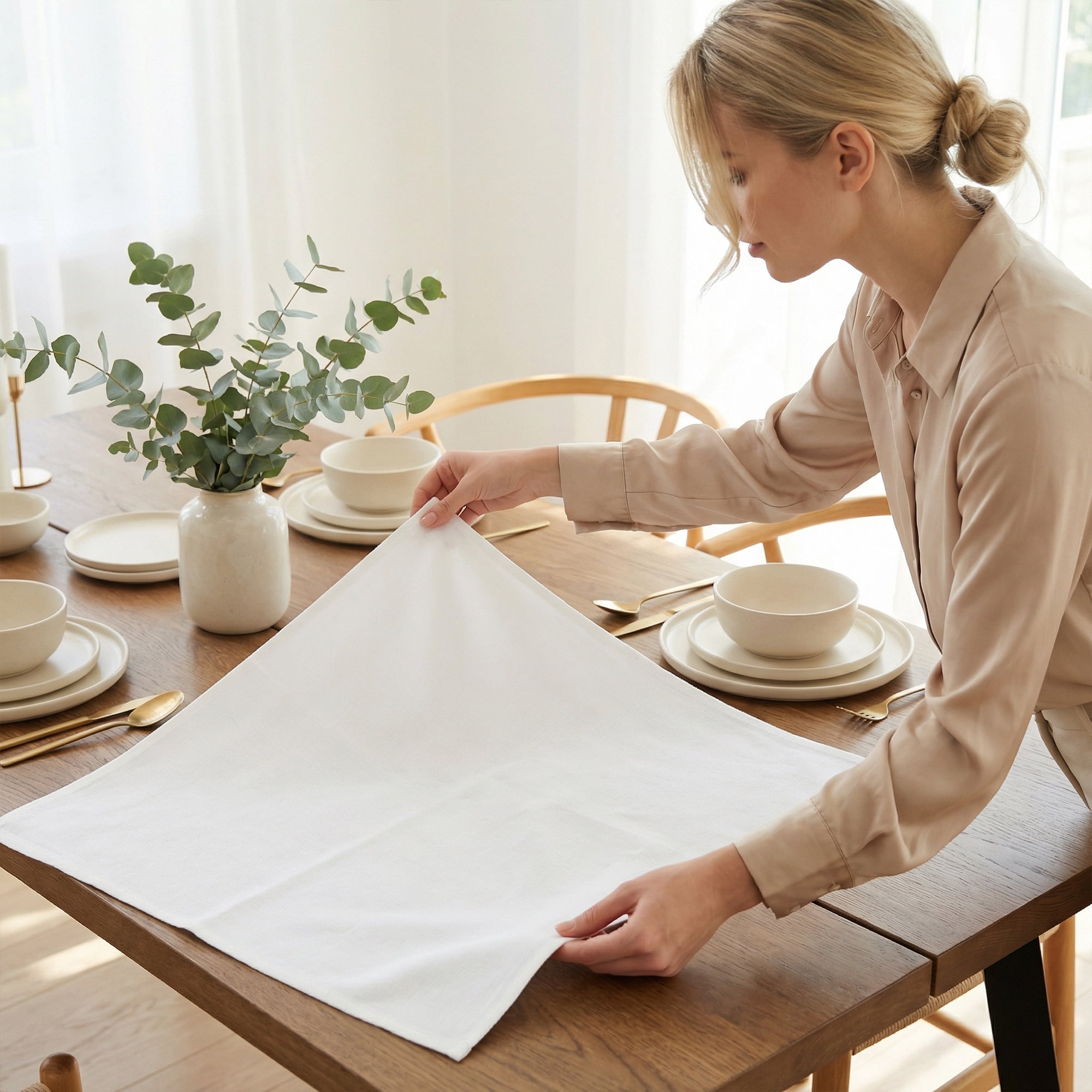 Unique Bargains 6Pcs Dinner Use Cotton Cloth Napkins White 20x20inch