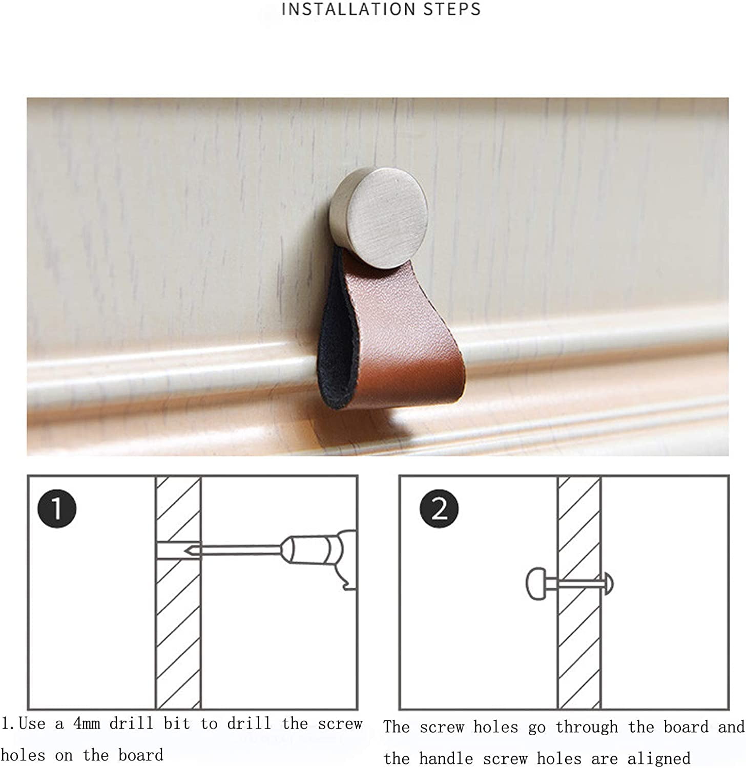 Gamvdout 4 Pcs Drawer Pulls Handmade Leather Dresser Cabinet Knob Handles Collision Avoidance Door Handle Kitchen Pulls Knobs Furniture Hardware Accessory for Sliding Door