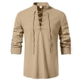 thumbnail image 2 of WIZUTIZ Mens Shirts Lace-Up Renaissance Shirt Viking Medieval Long Sleeve Costume Retro Style Tunic Top, 2 of 5