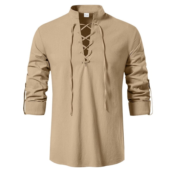 Mens Slim Fit Camisas de Manga Larga Cuello de Pie Suéter Blusa para Hombres, Camisas de Manga Larga Casual Elegante Color Sólido Superior, Suave Ligero de la Moda de Verano Tee