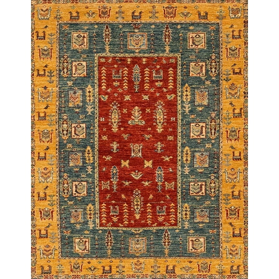 Ahgly Company Machine Washable Indoor Rectangle Abstract Gold Area Rugs, 5' x 7'