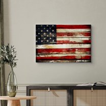 PixonSign Canvas Print Wall Art Vintage Industrial American Flag Cultural Shapes Wood Panels Modern Art Farmhouse/Country Relax/Calm Ultra for Living Room, Bedroom, Office - 12"x18"