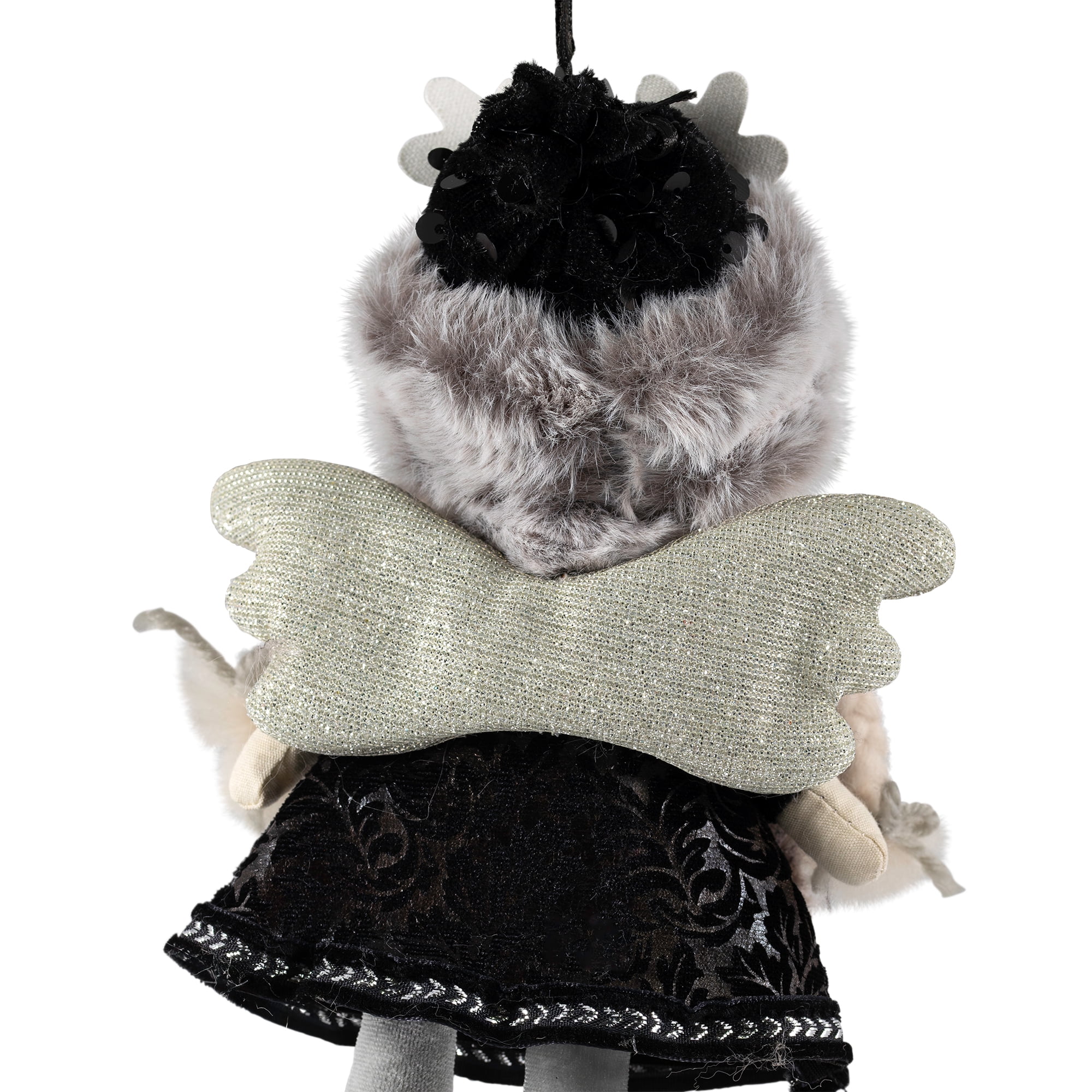 Northlight Plush Winter Angel Girl Hanging Christmas Ornament - 8.5" - Gray and Black