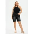 thumbnail image 3 of CASSIE LIZ Women's Plus Size Cut Off Shorts Jeans 3X Black Elastic Waist Shorts Pocket Casual Pants Summer Shorts Pants 3XL 24W, 3 of 6