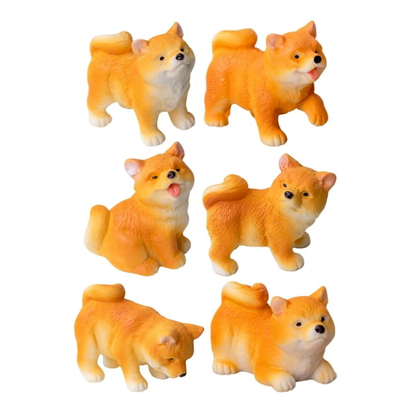 LABSERRON 6Pcs Orange Resin Miniature Dog Figurines Tiny Dogs Garden Ornaments Indoor Outdoor Use 1.4x1.2x0.8in