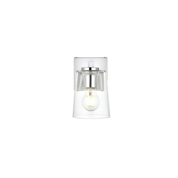 Living District Kacey 1-Light Iron & Glass Bath Sconce in Chrome/Clear