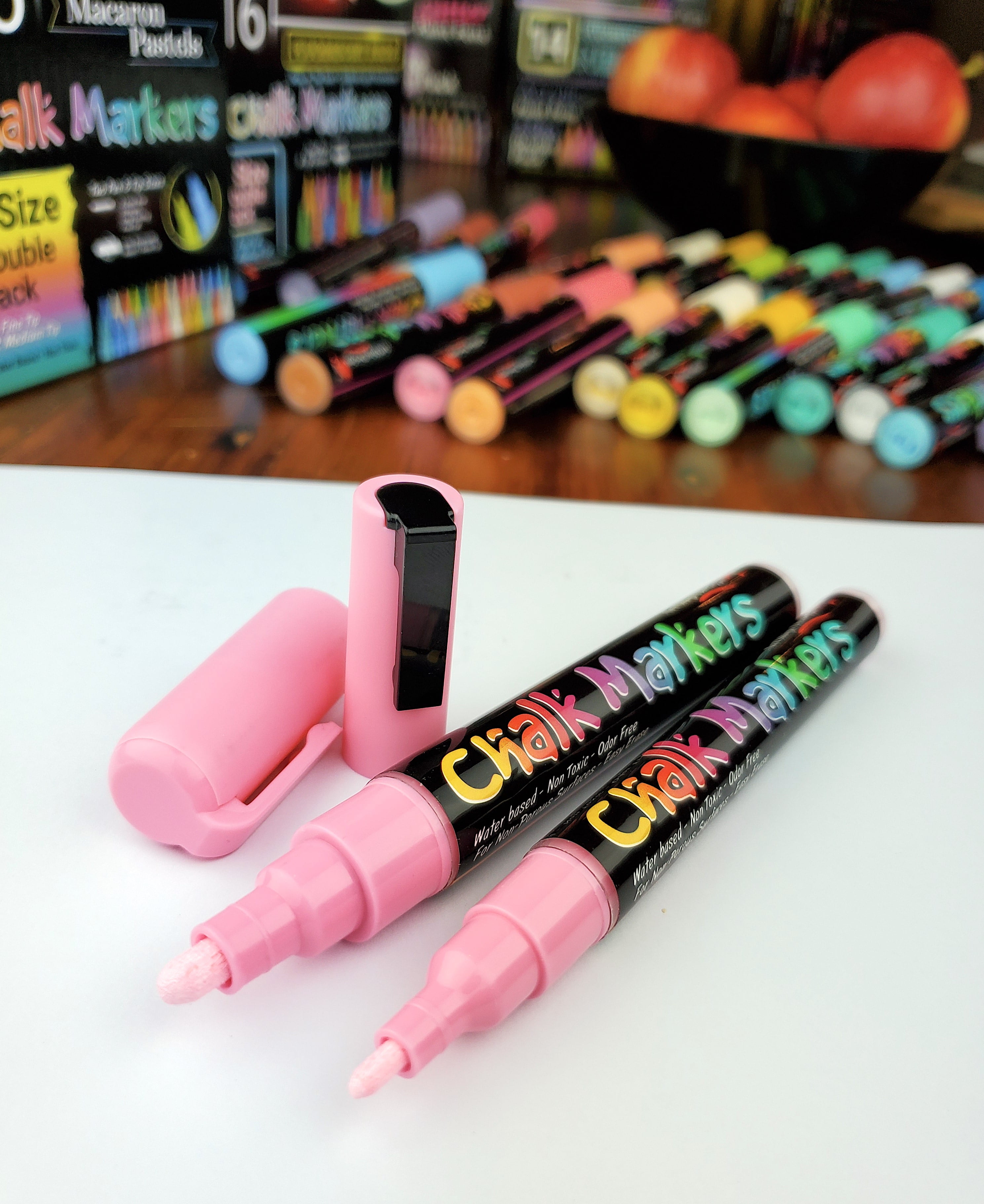 26 Macaron Pastel Chalk Markers Double Pack of Extra Fine and Medium Tip  Liquid Chalk Pens